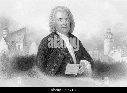 Buildings of Leipzig, Johann Sebastian Bach, 1685-1750, German composer and organ and piano virtuoso of the Baroque Stock Photo