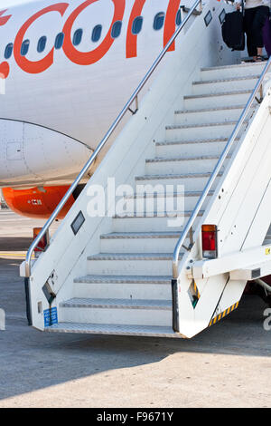 Fragment of the plane and ladder in airdrome Stock Photo