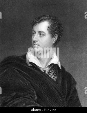 George Gordon Noel Byron, 6th Baron Byron of Rochdale, 1788 - 1824, a British poet, Stock Photo