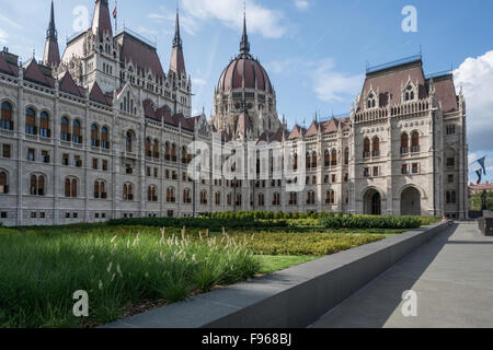 The Hungarian Parliament, one of Europe’s most fabulous buildings, on the Pest bank of the Danube River Stock Photo