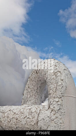 Industrial decay and silica on pipes at Bjarnarflag Geothermal Plant, Iceland Stock Photo