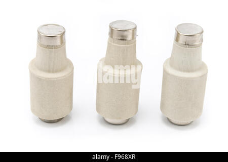 Old fuse isolated on white Stock Photo