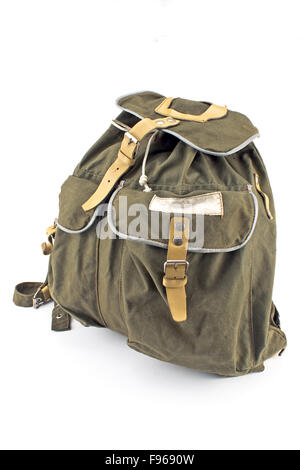 Canvas backpack isolated on white Stock Photo
