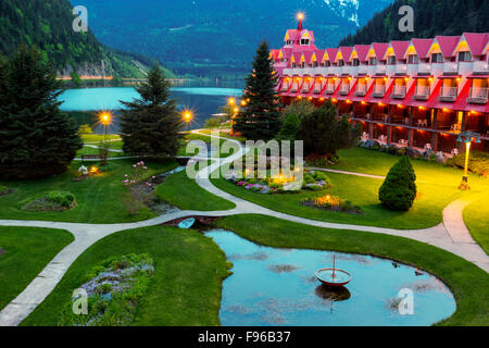 Three Valley Lake Chateau near Revelstoke, British Columbia, Canada Stock Photo