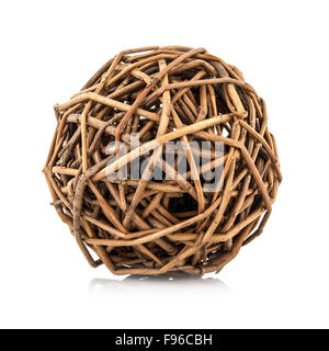 Woven wicker ball on white background Stock Photo