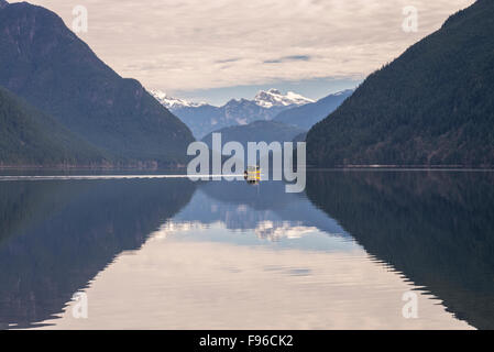 Boat on Alouette Lake in Golden Ears provincial park, Maple Ridge, British Columbia, Canada. Stock Photo