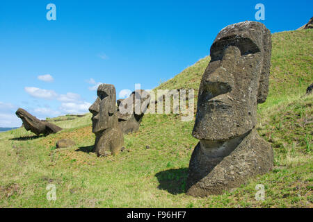 Ceremonial moai, Ranu Raraku, Easter Island Stock Photo