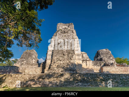 Estructura I, three-towered pyramid, Maya ruins at Xpuhil archaeological site, La Ruta Rio Bec, Yucatan Peninsula, Mexico Stock Photo