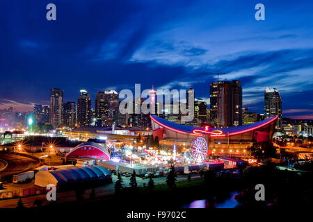 Calgary Stampede grounds and Calgary skyline, Calgary, Alberta, Canada. Stock Photo