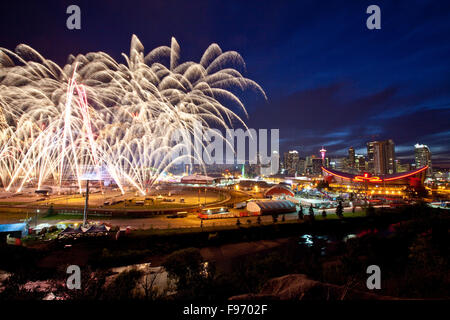 Fireworks at 2015 Calgary Stampede, Calgary, Alberta, Canada. Stock Photo