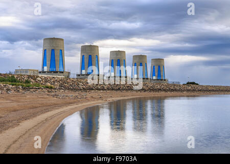 Hydroelectric power turbines at Gardiner Dam on Lake Diefenbaker, Saskatchewan, Canada Stock Photo