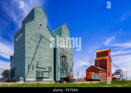 Grain elevators, Nanton, Alberta, Canada Stock Photo