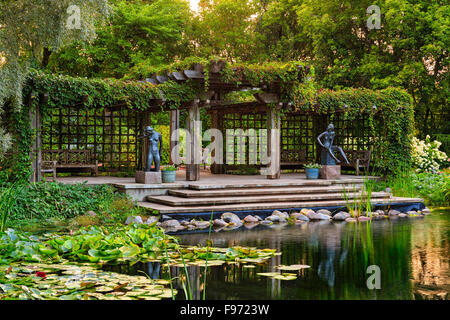 Pergola in Leo Mol Sculpture Garden, Assiniboine Park, Winnipeg, Manitoba, Canada. Stock Photo