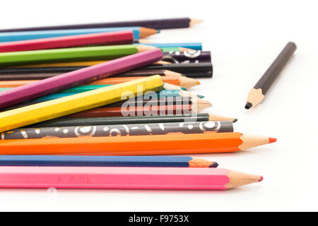 Colourful crayons on a white background. Stock Photo