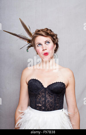 young woman singing. Stock Photo