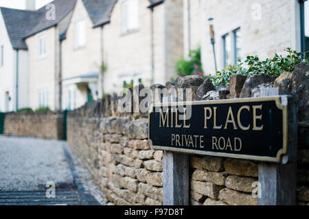 A private road sign on a street of houses in Cirencester, Gloucestershire, England, UK Stock Photo