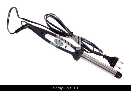 Black electric curling iron. Isolated  over white background Stock Photo