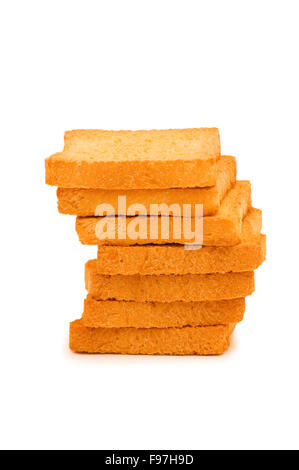 Stack of fresh toasts isolated on white Stock Photo