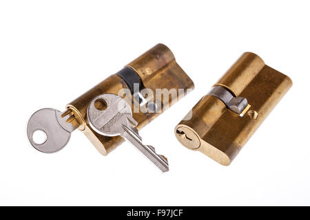 Door locks and keys isolated on white background Stock Photo - Alamy
