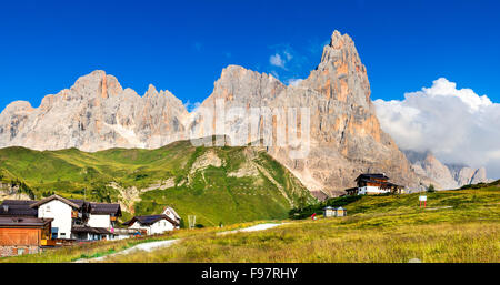 Dolomites Alps. Landscape of Pale di San Martino, Trentino - Dolomites, Italy with Cimon della Pala mountain ridge. Stock Photo