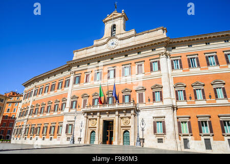 Palazzo Montecitorio is a building in Rome, where the seat of the Chamber of Deputies of the Italian Republic. Stock Photo