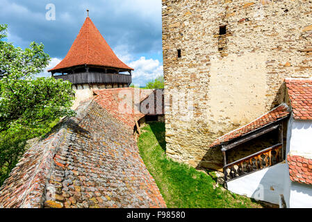 Transylvania, Romania. Image with interior courtyard of Viscri fortified church, UNESCO heritage site, german landmark in romani Stock Photo