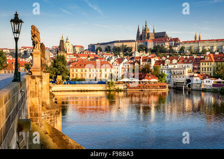 Prague, Bohemia, Czech Republic. Hradcany is the Praha Castle with churches, chapels, halls and towers. Stock Photo