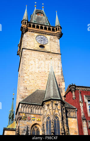 Prague, Czech Republic. Old Town Hall built in 1388, Gohtic architecture style in Bohemia capital city. Stock Photo