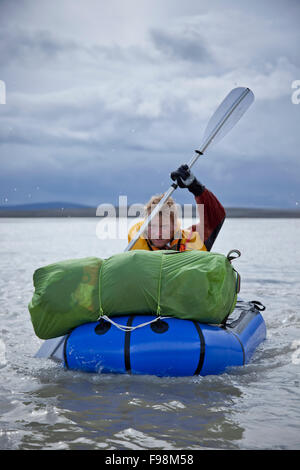 Rafting the Thjorsa (Thjorsa) River in Central Iceland Stock Photo