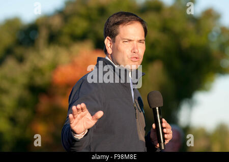 U.S. Senator Marco Rubio, Republican of Florida, speaks at a house party in Bedford, New Hampshire, on 6 October, 2015. Stock Photo