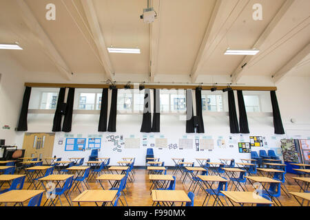an empty exam hall in a school Stock Photo