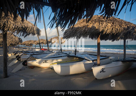 A line of sailboats at Varadero beach in Cuba. Stock Photo