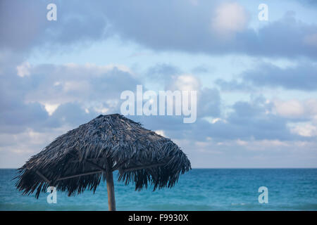 A beach umbrella at Varadero beach in Cuba. Stock Photo