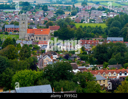 View over Carisbrooke and Newport in the centre of the Isle of Wight in southern England UK Stock Photo