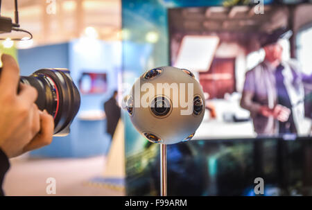 Tongxiang, China's Zhejiang Province. 15th Dec, 2015. A panoramic camera is exhibited at the Light of the Internet Expo in Wuzhen Township, east China's Zhejiang Province, Dec. 15, 2015. The expo opened here Tuesday as part of the 2nd World Internet Conference, which will be held between Dec. 16 and 18. © Xu Yu/Xinhua/Alamy Live News Stock Photo