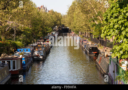 Little Venice Canal Boats in London Stock Photo
