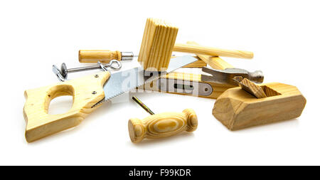 Woodwork Tools on white background Stock Photo