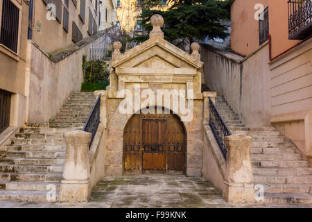 Old staircase in a park in Cuenca, Spain Stock Photo