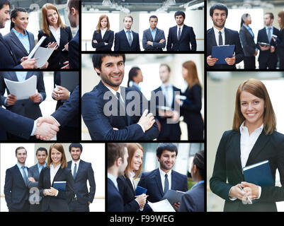 Collage of business partners at work Stock Photo