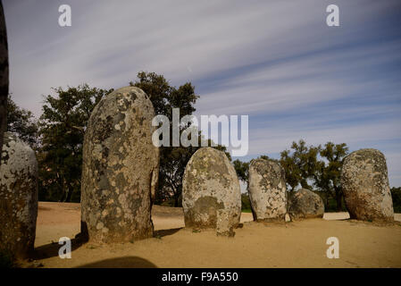 Cromlech of Almendres near Guadalupe town, Alentejo, Portugal Stock Photo