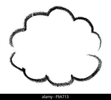 crayon-sketched cloud shape in white back Stock Photo