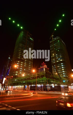 Kazakhstan, Astana - A night view of modern buildings Stock Photo