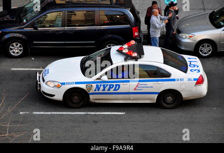 NYPD police car on Broadway close to Morningside overhead railroad New ...