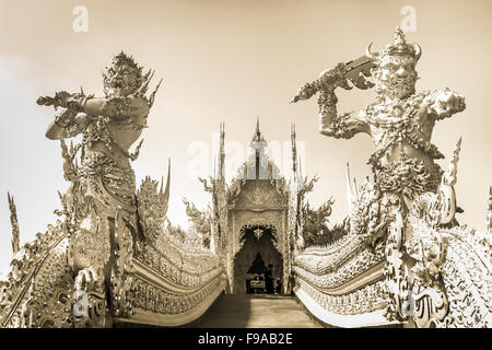 white temple in Chiang Rai WAT RONG KHUN modern wat in Thailand Stock ...