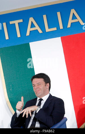 Rome, Italy. 15th Dec, 2015. Matteo Renzi  Rome 15th Dec, 2015. House of Weapon of Coni. Delivery of the Golden Collars for Sport merits. Photo Samantha Zucchi Insidefoto Credit:  Insidefoto/Alamy Live News Stock Photo