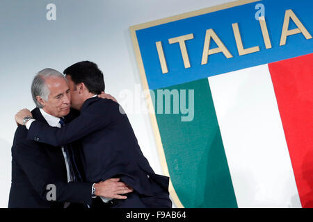 Rome, Italy. 15th Dec, 2015. Giovanni Malago' e Matteo Renzi  Rome 15th Dec, 2015. House of Weapon of Coni. Delivery of the Golden Collars for Sport merits. Photo Samantha Zucchi Insidefoto Credit:  Insidefoto/Alamy Live News Stock Photo