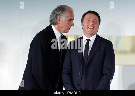 Rome, Italy. 15th Dec, 2015. Giovanni Malago' and Matteo Renzi  Rome 15th Dec, 2015. House of Weapon of Coni. Delivery of the Golden Collars for Sport merits. Photo Samantha Zucchi Insidefoto Credit:  Insidefoto/Alamy Live News Stock Photo