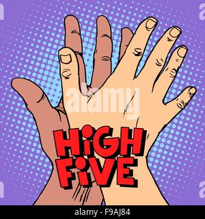 high five greeting white black hand Stock Vector