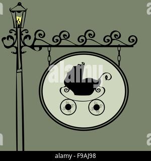buggy street sign vintage retro Stock Vector