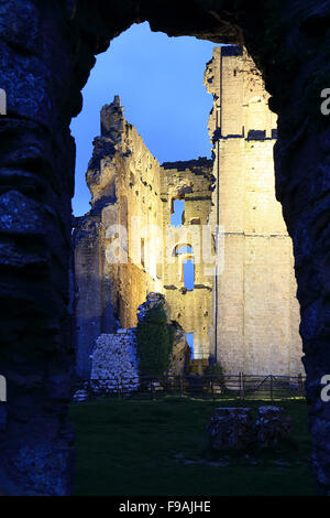 Corfe Castle at night Stock Photo